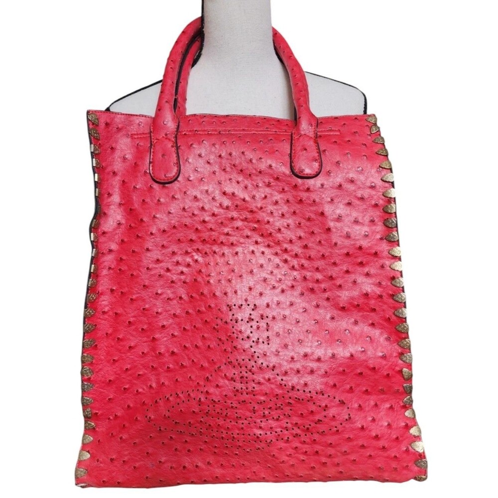 Vivienne Westwood Red Ostrich Bag Large Orb Logo on Front